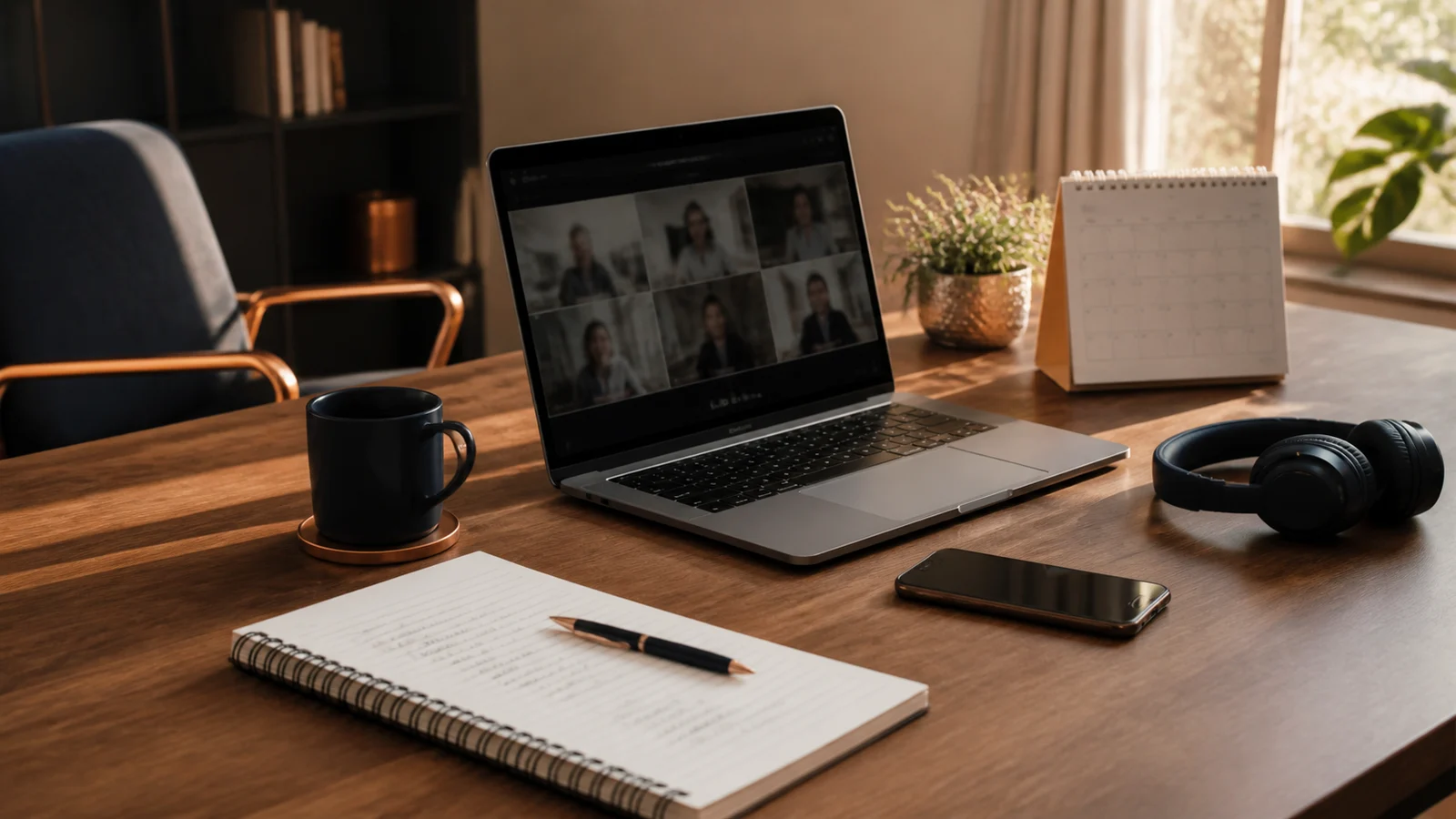 Professionele remote werkplek voor planning, communicatie en zakelijke opvolging